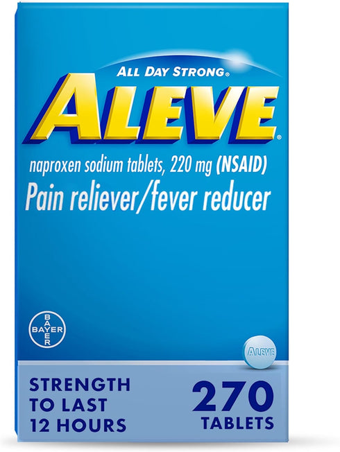 Aleve Pain Reliever & Fever Reducer Tablets, Naproxen Sodium, Headache, Back and Body Pain Relief Medicine, 270 Count...