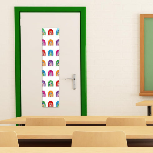 clothmile 2 Pcs Classroom Door Window Cover Rainbow Classroom Door Window Cover 8 X 36 Inches Blackout Lockdown Shades for Glass Doors Window Cove...