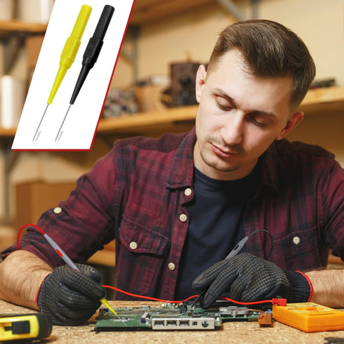 OIIKI 10 PCS 0.7mm Test Probe Pins, Non-Destructive Insulation Piercing Needle Testers, Stainless Steel Multimeter Probes for Banana Socket Plug, ...