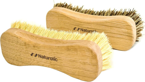 All-Natural Wooden Scrub Brush Set | Wooden Handle | Tampico and Palmyra bristles | Eco Friendly Cleaning Products | Pack of 2...