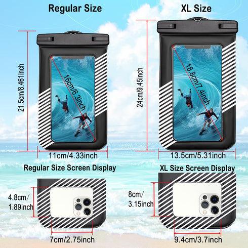 Waterproof Phone Pouch 2pcs(S+L),Waterproof Phone Lanyard Case, IPX8 Floating Waterproof Phone Case Dry Bag for iPhone 15 14 Pro 13 13 Pro Max 12 ...