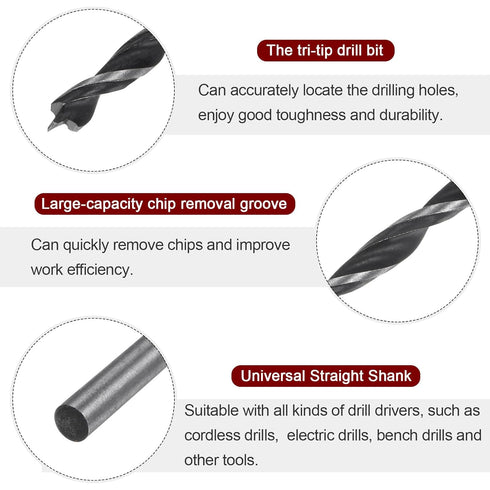 20pcs Brad Point Drill Bits 3.5mm(9/64") Dia Straight Round Shank Metric Brad Point Spiral Twist Drill Bits for Softwood Hardwood Plywood Plastic ...