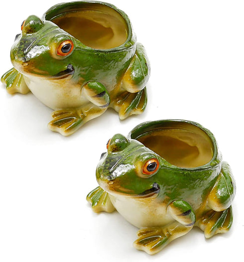 Set of 2 Frog Planter Resin Frog Flower Pot, Bonsai Pot/Flower Pot/Succulent Planter?Multipurpose Pot for Indoor Home Desk Decoration...