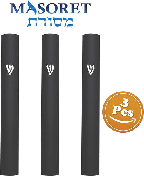 3-Piece Aluminum Door Mezuzah Cases: Special Profile, No Holes, 4-Inch 10cm Hebrew Parchment Scroll Holder Boxes...