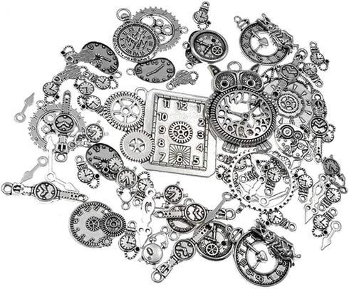 Clocks and Watches Dial Face Movement Charm Alloy Multistyle Steampunk Pendant Charm Connector for DIY Jewelry Making Accessaries(100 grams)...