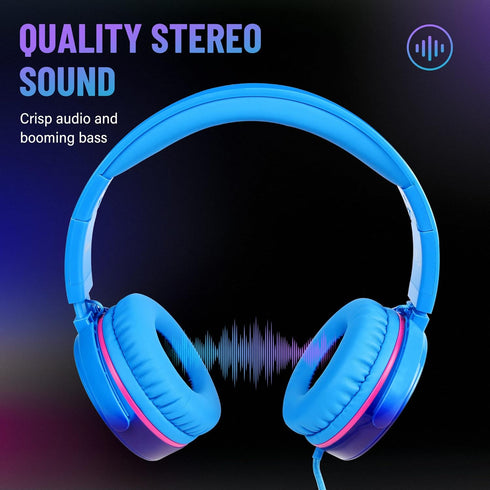 rockpapa Grade Wired Headphones with Microphone, Lightweight Foldable Stereo Bass Headphones with No-Tangle Cord & 3.5mm Jack for Adult/Kids, Lapt...