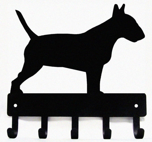 Bull Terrier Key Holder for Wall - Small 6 inch Wide with 5 Hooks - Made in USA...