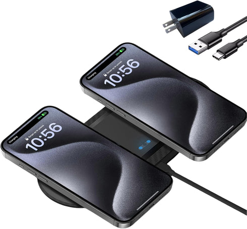 Wireless Charging Pad, 30W Dual Wireless Charging Pad Compatible with iPhone 15 14 13 12 XR,Galaxy S24 S23 S22 S10,Google Pixel 8 7 6,for AirPods ...