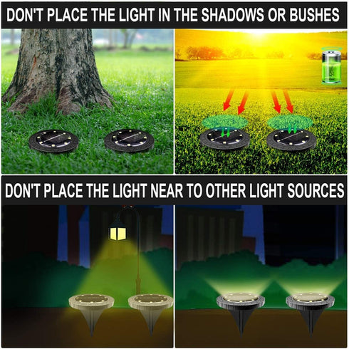 Solar Powered Ground Lights 2Pack,Waterproof LED Solar Lights Outdoor Solar Disk Lights Decorative,Solar Garden Lights for Landscape Pathway Patio...