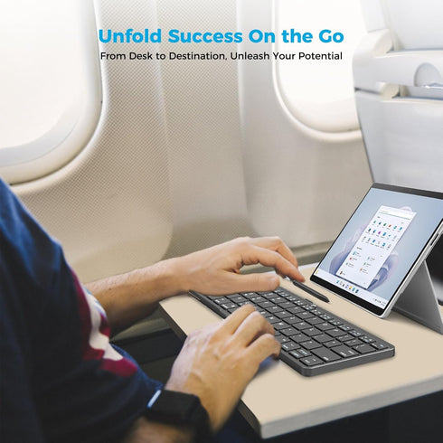 Foldable Bluetooth Folding Keyboard No-Gaps with Magnetic Lock, Whisper-Quiet Typing and Assisted Opening Hinge, Easy-Switch up to 3 Devices, KF65...