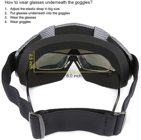JAMIEWIN Professtional Adult Motorcycle Motocross Dirt Bike ATV Goggles OTG Goggle for Men Women Youth Kids (C86 Black Fiber)...