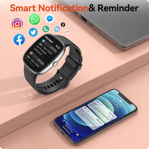 Fitness Tracker Watch with 24/7 Heart Rate Blood Oxygen Sleep Monitor, 1.69" HD 10 Day Battery Life Smart Watch, Step Calorie Counter Pedometer Ac...