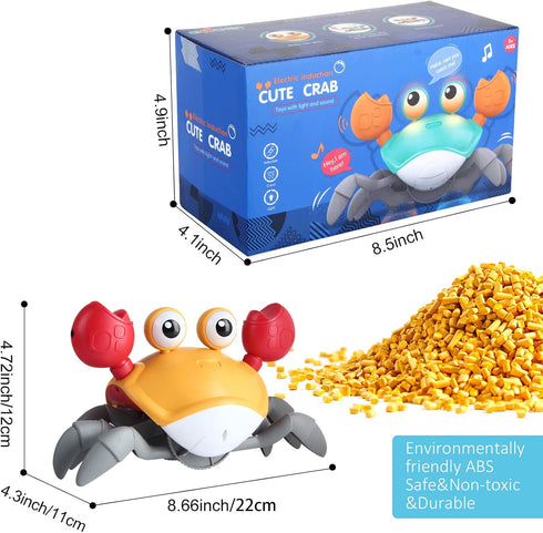 Crawling Crab Sensing Escape Toy, Tummy Time Baby Toy with Music& Lights, Interactive Kids Infant Learning and Entertainment Fun Toy Birthday Chri...