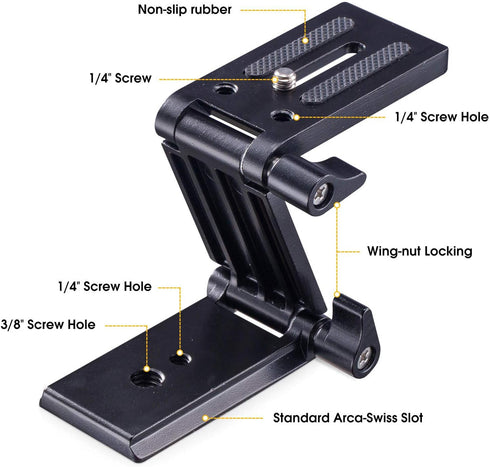 Universal Flex Tilt Head Z Mount Bracket Arca-Swiss Tripod Head Quick Release Plate Mounting for Monopod Slider Rail Cage Rig Stabilizer Gimbal Co...