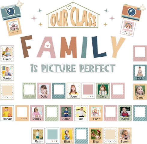 52 Pcs Picture Frame Bulletin Board Decor for Classroom Our Class Is a Family Bulletin Board Set Word Wall Bulletin Board Set for Teachers Chalkbo...
