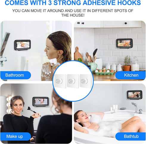 KUNSLUCK Shower Phone Holder Waterproof, 480° Rotation Shower Phone Mount, Anti-Fog HD Sensitive Touch Screen Phone Holder for Shower, Bathtub, Co...