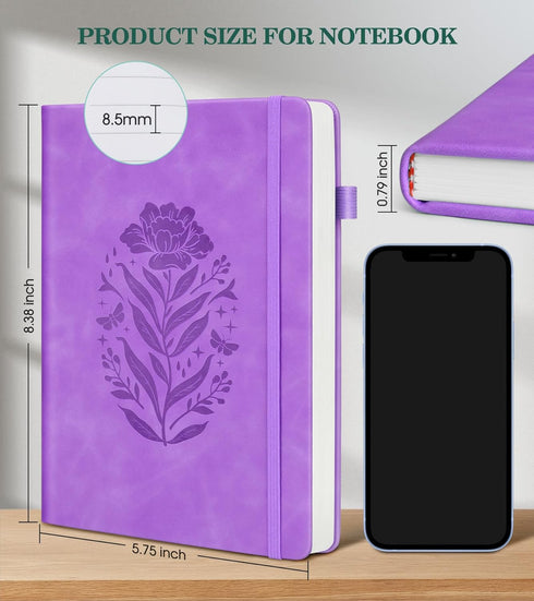 Lined Journal Notebook for Women, A5 200 Pages Hardcover Leather Journals for Writing, Thick Daily Journaling, College Ruled Notebooks for Work Sc...