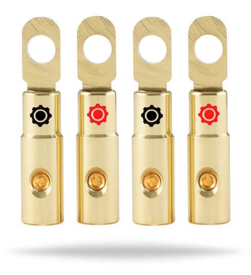 InstallGear 8 AWG Gauge Gold Ring Set Screw Battery Ring Terminals (4 Pack) | Terminal Connectors for Battery Cable Ends | Copper Wire Lugs...