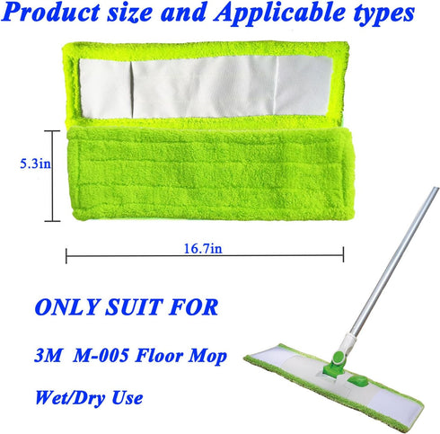 4pack Replacement Microfiber Hardwood Floor Mops, Compatible with 3M Scotch-Brite M-005 Floor Mops, Can Be Used for Household Cleaning Mop Replace...