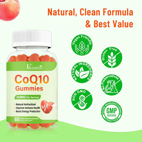 High Absorption CoQ10 Gummies 250mg, Plus Omega-3, Magnesium, Vitamin B12 for Cellular Energy, Brain & Antioxidant, 5X Better Absorption Coenzyme ...