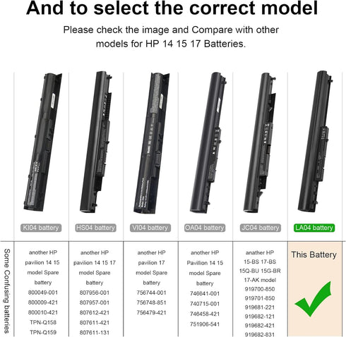 Laptop/Notebook Battery Replacement for HP 776622-001 728460-001 TPN-Q130 752237-001 TPN-Q132 LA04 TPN-Q129 LA04DF HSTNN-DB5M HSTNN-YB5M F3B96AA H...