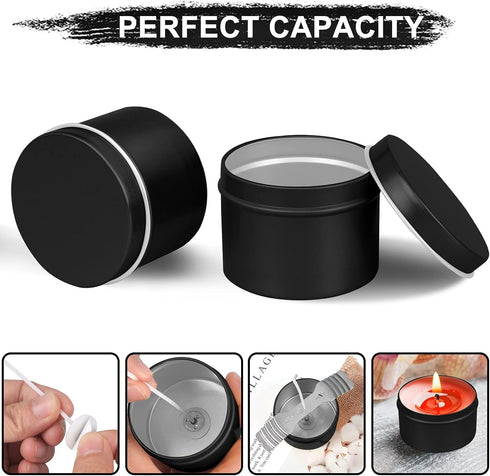 DINGPAI Candle Tin 18 Pcs, 4oz Candle Containers for DIY Candle Making, Black Color, Arts & Crafts, Storage and Holiday Gifts...
