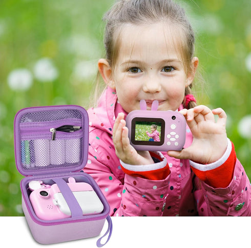 PAIYULE Kids Camera Case for Instant Cameras - Storage Holder Bag Compatible with Digital Video Cameras for Girls and Toddlers - Purple...