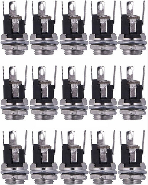E-outstanding 15-Pack DC-025 5.5 mm x 2.1mm 30V 0.5A-3A DC Power Jack Socket,Threaded Female Panel Mount Connector Adapter...