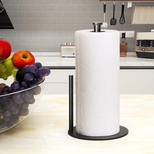 Paper Towel Holder Countertop, OBODING, Black Kitchen Paper Towel Holder Stand for Kitchen and Bathroom Organization, Stainless Steel Paper Towel ...