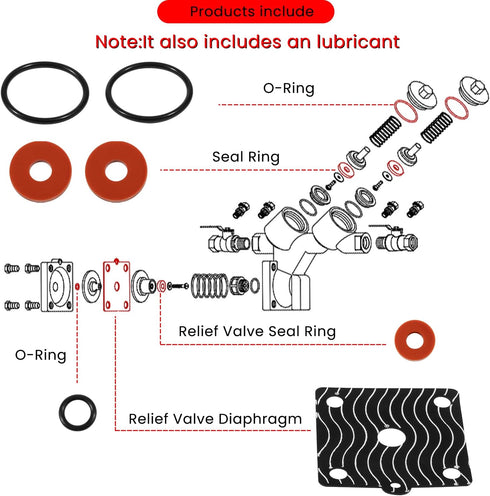 For Zurn 975XL 975XL2 1/4”-1/2” Rubber Repair Kit and Springs Backflow Preventer Repair Kit...