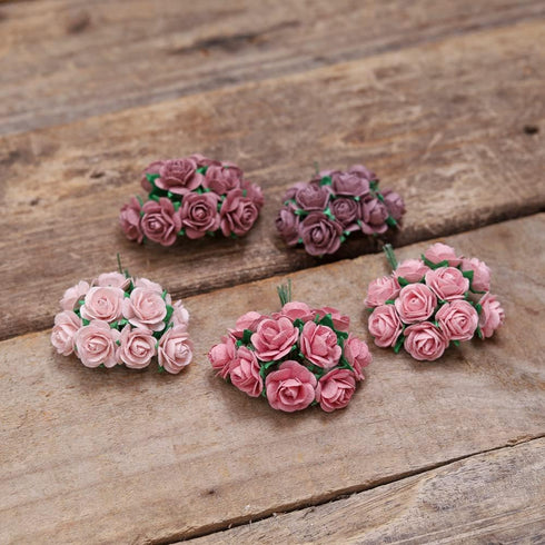 Handmade 50 pcs Mini Mulberry Paper Roses 18 mm Mulberry Paper Flowers Scrapbooking Wedding DIY Craft. (Pink Pastels Tone)...