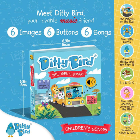 Ditty Bird Musical Books for Toddlers | Fun Children's Nursery Rhyme Book | The Wheels On The Bus Book with Sound | Interactive Toddler Books For ...