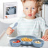 ROCCED Suction Plates for Baby, Silicone Plates with Suction Divided, Baby Spoon Fork Set for Toddler Baby Dishes Kids Utensils-Crab Dusty Blue...