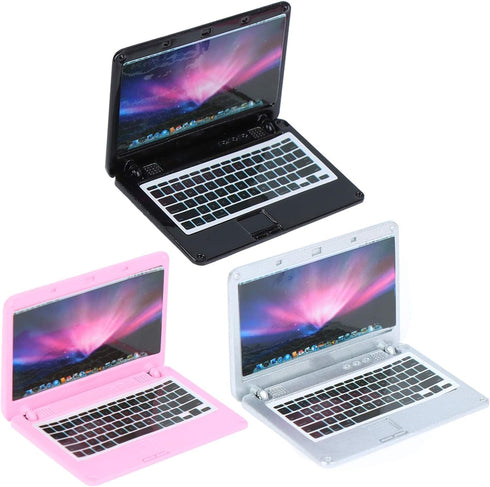 3 Pcs Coforful 1:12 Mini Laptop Set Dollhouse Mini Laptop Scene Miniatures Computer Simulation Notebook Lap Dolls House Furniture Doll Accessories...