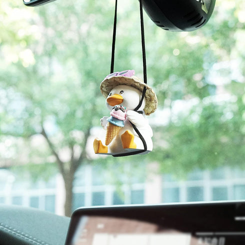 Swing Duck Car Hanging Ornament Cute Swing Duck Car Pendant Swing Duck Auto Decoration Car Rearview Mirror Pendant Rearview Mirror Decoration for ...
