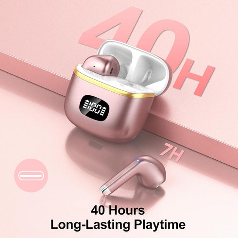 Wireless Earbuds Bluetooth Headphones 5.3 Bass Stereo Earphones, 40H Playtime Ear Buds with LED Power Display, Bluetooth Earbud with Noise Cancell...