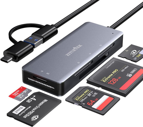 USB3.0 Type-C Multi Card Reader, SD/Micro SD/CF/MS/XD 5in1 Memory Card Reader, SD SDXC SDHC CF CFI TF Micro SD Micro SDXC Micro SDHC MS UHS-I Card...