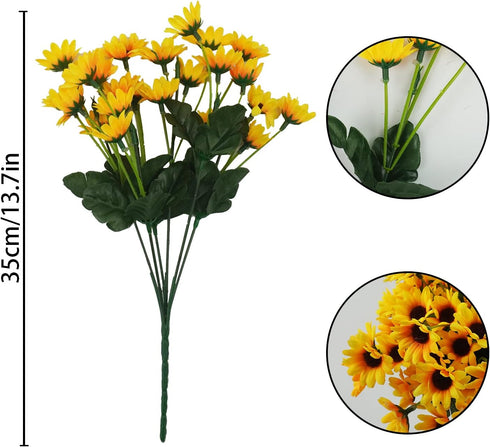 Uieke 6 Bundles Sunflowers Artificial Flowers Daisy Mums Fake Flowers Outdoor UV Resistant No Fade Fall Flowers 24 Stems Greenery Shrubs Indoor Ou...