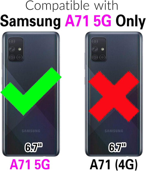 Phone Case for Samsung Galaxy A71 5G with Tempered Glass Screen Protector Cover and Stand Kickstand Hard Rugged Hybrid Protective Cell Accessories...