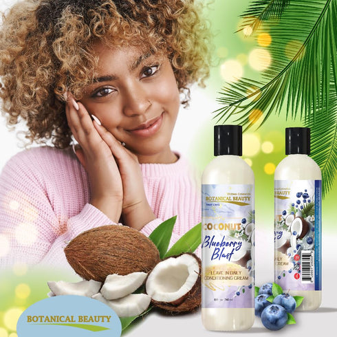 Coconut Blueberry Blast Leave-In Daily Conditioning Cream for Hair Softening, Detangling, Damage Repairing and Breakage Prevention 8 Fl. Oz. 240 m...