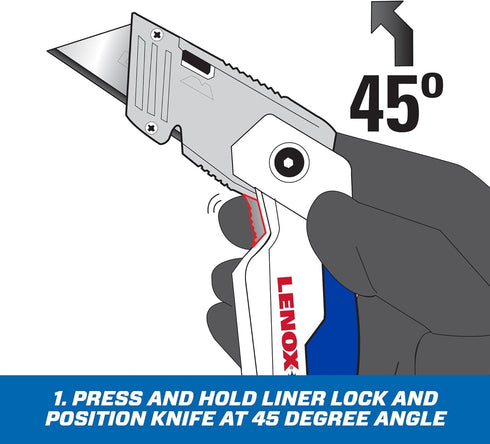 LENOX Utility Knife with 3 Bi-Metal Blades, Retractable, Foldable and Portable, Blade Storage (LXHT10601)...