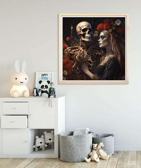 Diymood Paint by Numbers for Adults Skeleton Bride, DIY Oil Painting Roses Acrylic Paint by Number Kits for Kids Adults Beginner for Home Wall Dec...