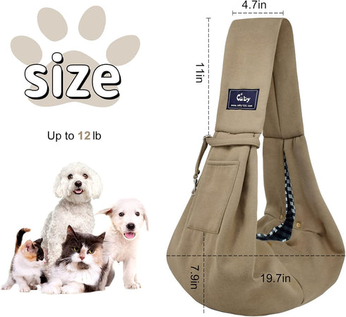 CUBY Dog and Cat Sling Carrier - Hands Free Reversible Pet Papoose Bag - Soft Pouch and Tote Design - Suitable for Puppy, Small Dogs Cats Outdoor ...