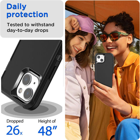 AICase for iPhone 14 Case(6.1") with Glass Screen Protector,Heavy Duty Drop Protection Full Body Rugged Shockproof/Dust Proof Military Protective ...