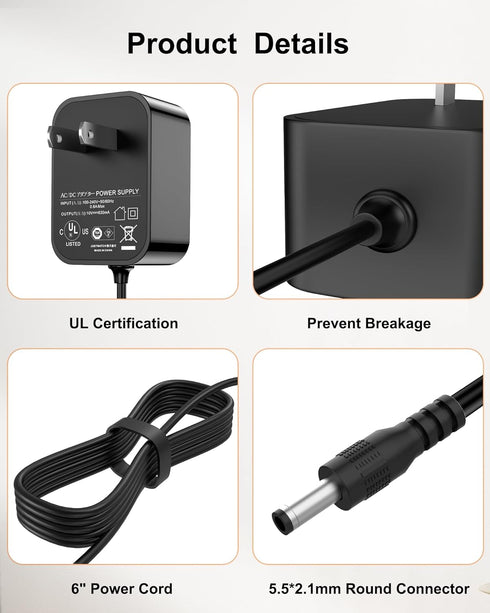 Charger for Bissell Pet Stain Eraser, Charging Cord for Bissell Cordless Portable Carpet Cleaner 2054 2002 20037 20028 2002Q 2003 2003A 2164A P/N ...