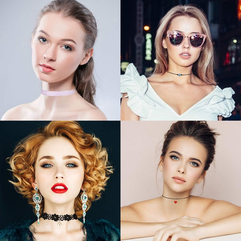K&Q 52 PCS Choker Necklace, Classic Muti-Color Gothic Collar Choker Necklace Black White Cute Lace Velvet Choker Necklace Set for Girls and Women...