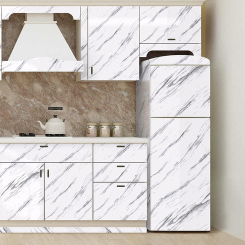 Erfoni Gray White Marble Contact Paper Granite Wallpaper Peel and Stick Countertop 11.8inch x 78.7inch Grey Glossy Marble Self Adhesive Wall Paper...