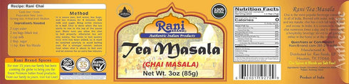 Rani Tea (Chai) Masala Indian Spice Blend 3oz (85g) PET Jar ~ All Natural | Vegan | Gluten Friendly | Salt & Sugar Free | NON-GMO | No Colors | In...