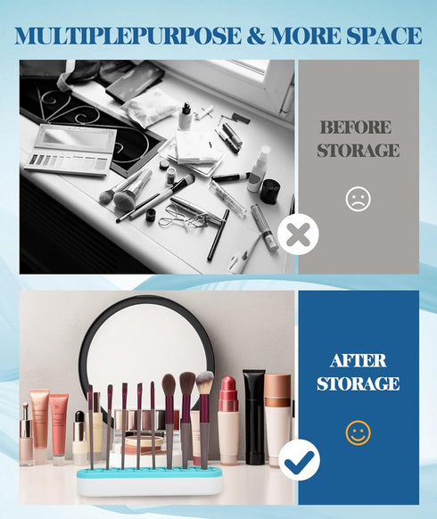 Silicone Makeup Brush Holder, 2 Pack Multi-Purpose Cosmetic Storage Box Desktop Organizers for Painting Pen Brushes, Stationary Tools Nail Clipper...