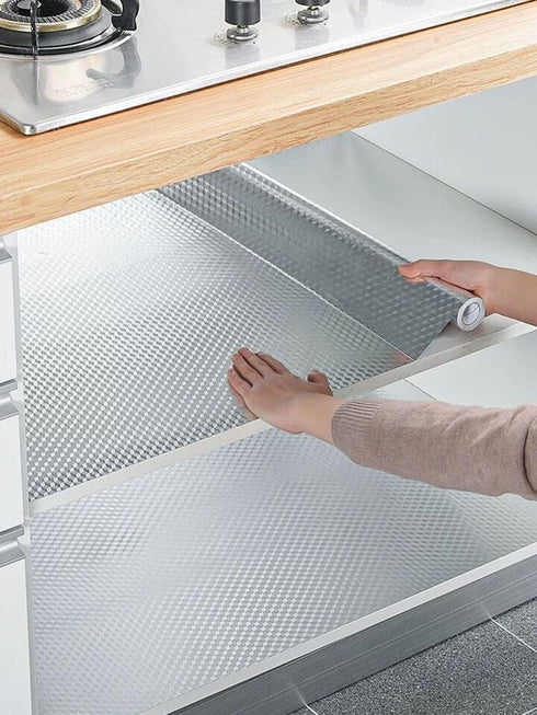 Kitchen Wallpaper Oil Proof Sticker Aluminum Foil Backsplash Self-Adhesive Contact Paper Cabinet Liner Waterproof and Heat Resistant Peel and Stic...